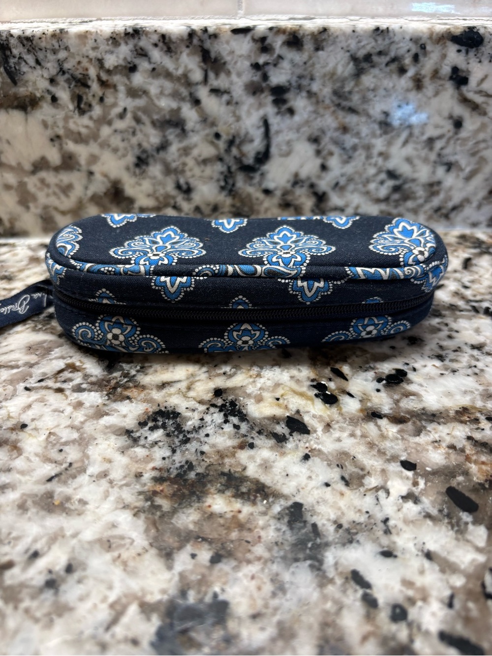 Vera Bradley Navy Blue Paisley Eyeglass Soft Case with Zip Closure
